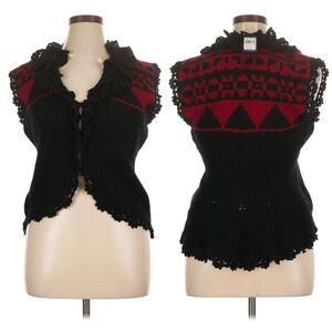 RARE NWT Ralph Lauren Hand Knit Crochet Southwestern Sweater Vest Wool Women XL